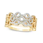 0.25 CT. T.W. Natural Diamond Circle Outline Three Piece Stackable Band Set in Sterling Silver with Solid 14K Gold Plate