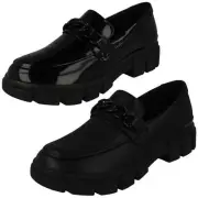 Girls Clarks 'Evyn Walk Y' Chunky Slip On Loafer School Shoes - F & G Fitting
