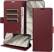 YocoverTech Compatible with Google Pixel 8 5G Case,PU Leather Kickstand Feature Folio Flip Cover with[Card Slots][Note Pockets] for Pixel 8 5G Wallet Case-Wine Red