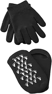 Moisturizing Gloves Spa Socks 2 Pack Essential Oil Gel Gloves for Hand Foot Care Softening Spa Gloves Black for Sizes