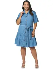[Indigo Tonic] Carla Chambray Denim Dress in Blue