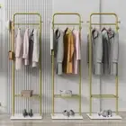 Heavy Duty Gold Clothes Rack Coat Stand Garment Hanger Stand With Shelf Hooks