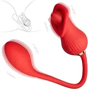 Tongue Licking Vibrator Rose Sex Toy, G Spot Vibrator Dildo with 10 Licking & Vibrating Modes, 45dB Low Noise Anal Nipple Clitoral Stimulator Adult Toys for Women Female Couples Sex Toy