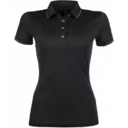 HKM Rose Gold Glamour Polo Riding Shirt - Black with Rose Gold Buttons/Trim