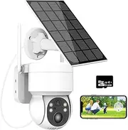 [Xmart] Salor Security Cameras Wireless Outdoor Ultra HD 2K 4MP Human AI Detection Dual 360° View Camera Outside 2.4 GHz WiFi Home Security with Spotlight Color Night Vision（Inclouded 128G TF Card）