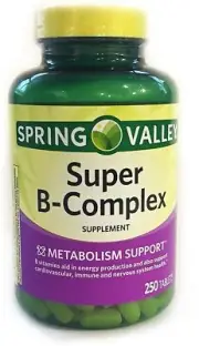 Spring Valley Super B-Complex, Metabolism Support, 250 Tablets