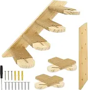 Wood Cat Wall Stairs With Sisal Rope - Four Layers Wall Mounted Ladder, Reversible Left and Right Direction, Withstands 30 Pounds - Shelf Stairway for Perch Sleeping