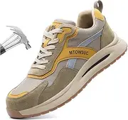 [SDEQA] Steel Toe Cap Trainers Lightweight Breathable Safety Shoes for Mens Womens Puncture Proof Non Slip Shoes Industrial Construction Sneakers