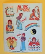 VTG 70s 1979 Sticker Sheet MORK & MINDY TV Show Robin Williams SHAZBOT NA-NO PPC