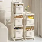 Portable Utility Rolling Cart Wheels Multi Story Storage Cabinet Laundry Room