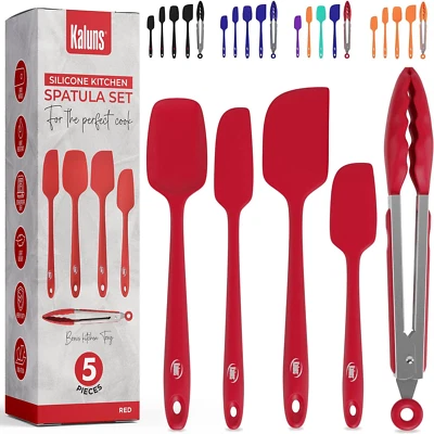Silicone Spatula Set, 4 Rubber Spatulas 600°F Heat Resistant, Nonstick Seamless