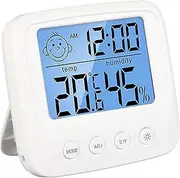 Indoor Thermometer Room Temperature Home Hygrometer Humidity Gauge, Digital Alarm Clock with Temperature Humidity Monitor with Backlight Time Display for Kitchen Baby Room Office, #411, Antique