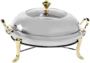 Round Chafing Dish Stainless Steel Chafer Roll Top Chafer for Catering Buffet Wa