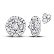 14k White Gold Round Diamond Circle Earrings 1/4 Cttw