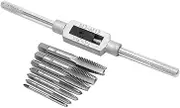 8pcs Thread Metric Machine Hand Screw Thread Plug Taps Set M3 M4 M5 M6 M8 M10 M12 with 1pcs Adjustable Tap Wrench 1/16-1/2''