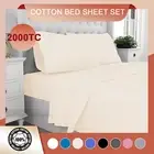2000TC 100% Cotton Single/Double/Queen/King/King Single Bed Sheet Set Pillowcase