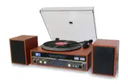 TechPlay Commander, Bluetooth Amplifier W/2-Speed Turntable, CD MP3 (Wood)