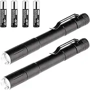 LED Portable Pen Light Flashlight, 3 Modes Small Pocket Penlight EDC Mini Handheld Torch Lamp with Clip(2 Pack,Battery Included)