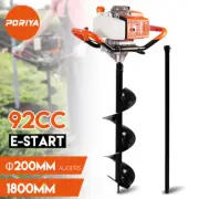 PORIYA 92CC Post Hole Digger Petrol Extension Drill Fence Borer 180mm Auger Bits