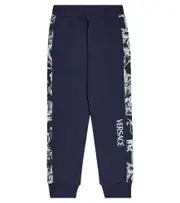 [Versace Kids] Versace Kids Barocco Stencil cotton jersey sweatpants Y 12 blue