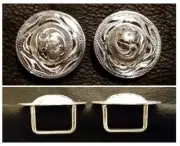 2 - 1 1/2" Silver Hand Engraved Conchos with 3/4" Loop Back #67