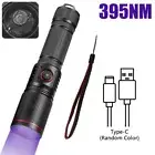 395nm UV Light Blacklight LED Flashlight USB Charging Zoomable Inspect Torch