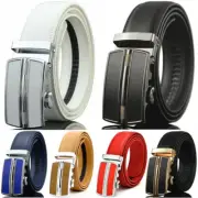 Mens Leather Belt Automatic Buckle Ratchet Business Golf Automatic Buckle Belt