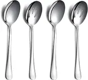 [Berglander] Serving Spoons Set of 4, Include 2 Serving Spoon and 2 Slotted Spoons, Stainless Steel Cutlery Serving Set, Dishwasher Safe