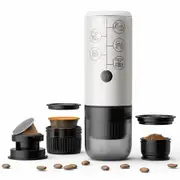 3 in 1 Portable Espresso Machine Electric Espresso Maker 17 Bar Mini Coffee Maker For NESPRESSO Pods Ground Coffee On the Go,White