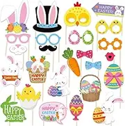 25 PCS Easter Photo Booth Props,25 Pcs Happy Easter Photo Props for Photoshoot, Egg Bunny Selfie Photobooth Props, Spring Photography for Easter Party Decorations, Little DIY