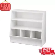 Kids Bin Storage Bookcase Bedroom Toy Books Organizer Wooden Shelf White NEW
