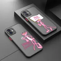 在飛比找蝦皮購物優惠-可愛有趣的粉紅豹波浪旗啞光手機殼適用於 Apple iPho