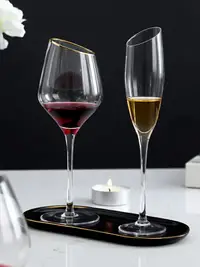 在飛比找樂天市場購物網優惠-金邊紅酒高腳杯創意紅酒杯子 家用葡萄酒香檳杯酒具套裝