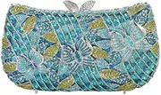 [RomanticDesign] Women Flower Butterfly Evening Bag Sparkly Rhinestone Bride Clutch Purse Party Prom Banquet Handbag