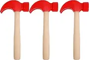 TOYANDONA Wooden Hammer Toy for Kids, 3 Pcs Red Mallets Gavel Toy Natural Wood Hammer Small Wooden Mallet Small Hammers for Boys Girls Toddlers Nail Cork Board