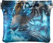 [YXYZRMY] Big Cat Head Blue PU Leather Squeeze Coin Purse, Coin Pouch Change Holder for Women Men, Mini Portable Cosmetic Bags for Women, Multi-colored, one size, Multi-style, Multi-colored, one size