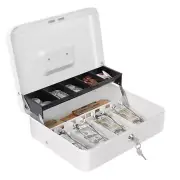 Cash Box with Money Tray and Key Lock, Large Metal Safe Money Box for Cash, L...