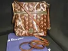 Dooney Bourke Brown T’Moro DB Logo Vachetta Leather Zip Satchel Bag