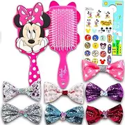 Disney Mickey Mouse and Minnie Mouse Hair Accessories Set for Kids - Bundle with Mickey Mouse Hair Brush, Minnie Mouse Hair Bows, and More | Disney Mickey and Minnie Hair Accessories for Girls