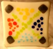 Fused Glass Art Night Light Cool LED Bulb Plug-In Handmade Multi Colored Design