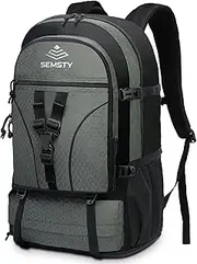 SEMSTY Hiking Backpack, 40L+10L Expandable Travel Backpack Flight Approved, Camping, Travel Backpack For Men and Women