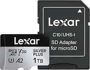 Lexar 1T Professional Silver Plus Micro SD Card, UHS-I, C10, U3, V30, Full HD & 4K, Up to 205/150 MB/s microSDXC Memory Card, for Videographers, Gamers (LMSSIPL001T-BNANU)