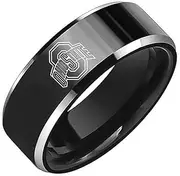 Sping Jewelry Ohio State Buckeyes Football Teams Ring Black Titanium Steel NFL Sport Band for Men Size 6-13
