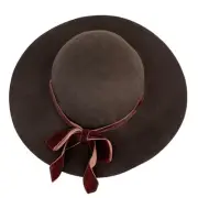 Capelli Straworld Brown Wool Floppy Hat Velvet Bow O/S New