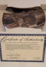THE RED WOLF IN LAST OF THEIR KIND WILDLIFE CERTIFICATE AUTHENTIC 1989 PLATE ART