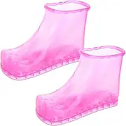 Baluue Foot Soaking Tub Foot Spa Shoe Pedicure Boots Plastic Bucket Clear Slippers for Home Foot Care Relaxation Foot Soaking Bath Basin Pink