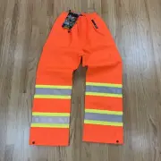 Work King Men's Hi-Vis Rain Pants 3M Scotchlite Sz Small Florescent Orange S374