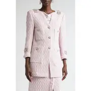 St. John Collection Crystal Embellished Honeycomb Tweed Longline Jacket in Primrose at Nordstrom, Size 6