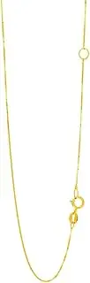 [JewelryWeb] 14k Yellow Gold 0.6mm Classic Box Chain With Spring-Ring Clasp With Extender At 41 Centimeters Necklace Chain-Necklace for Women and Men