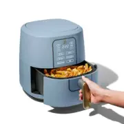 Elegant 6 Qt Mini Air Fryer with TurboCrisp Tech & Touch Display in Blue